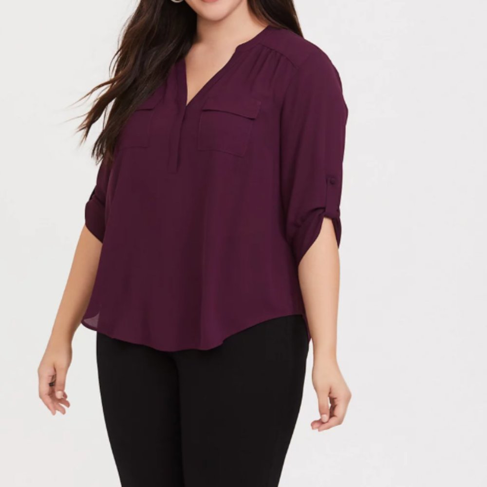 Torrid Purple Georgette Pullover Blouse 1X